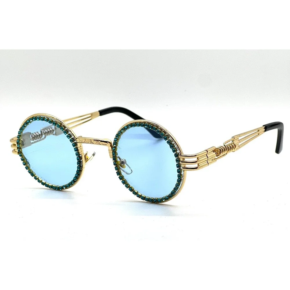 Luxury Men Women Style‎ Blue Lens Gold Frame Sunglasses Party Shades Eye Glasses